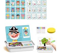 Magnetic Puzzles Face Dress Up Travel Game Double Side Educational Learning & Creative Toy, Double-Sided Board + 12 Cards, Multifunctional Puzzles Kits, Enhances Creativity and Learning(Style f)