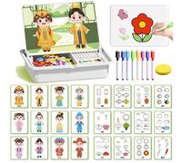 Magnetic Puzzles Face Dress Up Travel Game Double Side Preschool Educational Learning Toy for Kids, 12 Cards, Magnetic Dress Up Puzzle, Creativity and Learning (B)