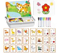 Magnetic Puzzles Face Dress Up Travel Game - Double Side Preschool Educational Learning Toy for Kids (Animals)