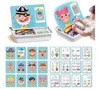 Magnetic Puzzles Face Dress Up Travel Game Double Side Preschool Educational Learning Toy for Kids, Multifunctional Puzzles Kits, Magnetic Dress-Up Puzzle, Enhances Creativity and Learning (A)