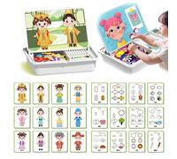 Magnetic Puzzles Face Dress Up Travel Game Double Side Preschool Educational Learning Toy for Kids, Multifunctional Puzzles Kits, Magnetic Dress-Up Puzzle, Enhances Creativity and Learning (B)