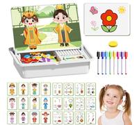 Magnetic Puzzles Face Dress Up Travel Game Double Side Preschool Educational Learning Toy For Kids, Wooden Magnatiles, Magnetic Animals,Magnetic Faces For Kids, Suitable For Ages 3 and Up (D)