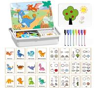 Magnetic Puzzles Face Dress Up Travel Game, Double-Sided Preschool Learning Toys - Enhances Creativity and Learning (Dinosaurs)