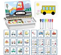 Magnetic Puzzles Face Dress Up Travel Game, Double-Sided Preschool Learning Toys - Enhances Creativity and Learning (Transportation)
