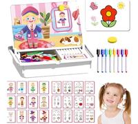 Magnetic Puzzles Face Dress Up Travel Game,Educational Learning Toy,For Preschool Toddler Enhances Creativity and Learning (Pink)