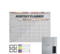 Magnetic Refrigerator Calendar - 12 x 9 in Acrylic Clear Whiteboard - Tablero de mensajes reutilizables con fácil escritura y borrador | Functional Fridge Planner For Kitchen Grocery List Meal