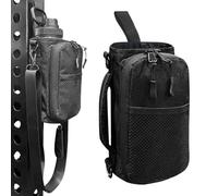 Magnetic Sling Gym Bag, Water Bottle Carrier Pouch, Hands-Free Sport Pack, 20x11x3.5cm, Strong Magnetic Strap System, Lightweight Breathable Mesh, Black, for Hiking Travel Cycling Walking Adventures