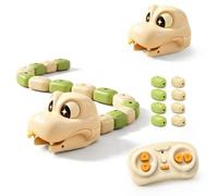 Magnetic Snake Game Eating Itself,Remote Control Snake Toy with Sound and Light,Interactive Parent-Child Competitive Game Race Car Toy for Kids (Beige)