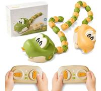 Magnetic Snake Game, Remote Control Eating Snake Toys with Sound and Light, Fun Interactive Racing & Collecting Toy Gift (Yellow+ Green)