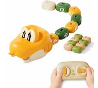 Magnetic Snake Game Toy Eating Itself, Remote Control Eating Snake Toys with Sound and Light, Interactive Parent-Child Competitive Game Race Car Toy for Kids Boys Girls, Family Game (Yellow)