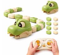 Magnetic Snake Game Toy Eating Itself, Remote Control Eating Snake Toys with Sound and Light, Interactive Parent-Child Competitive Game Race Car Toy for Kids Boys Girls, Family Game (Green)