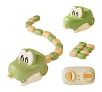 Magnetic Snake Game Toy Eating Itself, Remote Control Eating Snake Toys with Sound & Light, Fun Interactive Parent-Child Competitive Game Race Car Toy for Kids Boys Girls (Green*B)