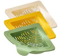 Magnetic Suction Space-Saving Corner Sink Strainer, Triangular Tank Drain Basket Turn The Knob and The Bottom Will Pop up Automatically for Kitchen Sink Use (3 Color)