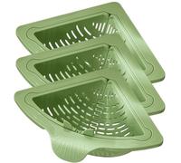 Magnetic Suction Space-Saving Corner Sink Strainer, Triangular Tank Drain Basket Turn The Knob and The Bottom Will Pop up Automatically for Kitchen Sink Use (Green)