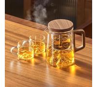 Magnetic Tea Pot with Infusers,Water Separation Glass Teapot with Wooden Handle and Filter,Leakproof Lid High Temperature Resist Teapot,One-Click Tea Drinking Easy Separation,for Home,Office