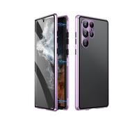 Magnetic Tempered Glass Double-Sided Phone Case for Samsung 25/24/23/22/21 Plus Ultra (Purple,for Samsung 23Ultra)