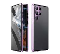 Magnetic Tempered Glass Double-Sided Phone Case for Samsung, All-Round Protection & Anti-Drop Anti-Peeping (For Samsung S24,Purple)