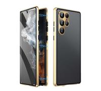 Magnetic Tempered Glass Double-Sided Phone Case for Samsung, All-Round Protection & Anti-Drop Anti-Peeping (For Samsung S25,Gold)