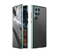 Magnetic Tempered Glass Double-Sided Phone Case for Samsung S21-S24 Series, HD Clear View & 360° Military-Grade Shockproof Full Body Protection (for Samsung S21Ultra,Green)