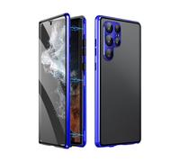 Magnetic Tempered Glass Double-Sided Phone Case for Samsung S21-S24 Series, HD Clear View & 360° Military-Grade Shockproof Full Body Protection (for Samsung S22Ultra,Blue)