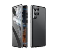 Magnetic Tempered Glass Double-Sided Phone Case for Samsung S21-S24 Series, HD Clear View & 360° Military-Grade Shockproof Full Body Protection (for Samsung S24Ultra,Silver)