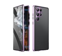 Magnetic Tempered Glass Double-Sided Phone Case for Samsung S21-S24 Series, HD Clear View & 360° Military-Grade Shockproof Full Body Protection (for Samsung S24plus/S24+,Purple)
