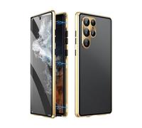 Magnetic Tempered Glass Double-Sided Phone Case for Samsung S21-S24 Series, HD Clear View & 360° Military-Grade Shockproof Full Body Protection (for Samsung S23,Gold)