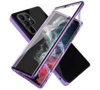 Magnetic Tempered Glass Double-Sided Phone Case for Samsung, S24 Ultra Magnetic Tempered Glass Double-Sided Phone Case, 360 Degree Privacy Case (Purple,for Note9)