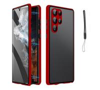 Magnetic Tempered Glass Double-Sided Phone Case for Samsung S25/24/23/22/21, Privacy Magnetic Case Note Series, All-Round Protection Anti-Drop (S25,Red)