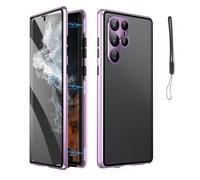 Magnetic Tempered Glass Double-Sided Phone Case for Samsung S25/24/23/22/21, Privacy Magnetic Case Note Series, All-Round Protection Anti-Drop (S24,Purple)