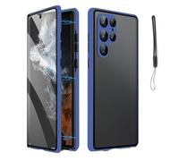 Magnetic Tempered Glass Double-Sided Phone Case for Samsung S25/24/23/22/21, Privacy Magnetic Case Note Series, All-Round Protection Anti-Drop (S23FE,Blue)