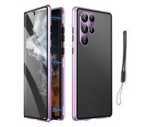 Magnetic Tempered Glass Double-Sided Phone Case for Samsung S25 S24 S23 S22 S21 Ultra Plus, Anti-Peep All-Round Protection & Anti-Drop (For Samsung S21,Purple)