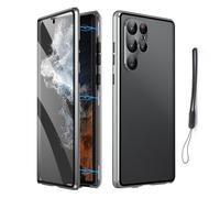 Magnetic Tempered Glass Double-Sided Phone Case for Samsung S25 S24 S23 S22 S21 Ultra Plus, Anti-Peep All-Round Protection & Anti-Drop (For Samsung S25,Silver)