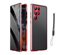Magnetic Tempered Glass Double-Sided Phone Case for Samsung S25 S24 S23 S22 S21 Ultra Plus, Anti-Peep All-Round Protection & Anti-Drop (For Samsung S23plus/S23+,Red)