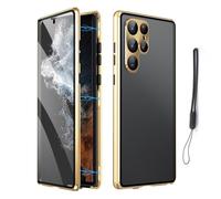 Magnetic Tempered Glass Double-Sided Phone Case for Samsung S25 S24 S23 S22 S21 Ultra Plus, Anti-Peep All-Round Protection & Anti-Drop (For Samsung S23,Gold)