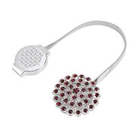 Magnetic Tiebacks for Curtains, Sparkling Crystal Flower Curtain Tiebacks, Adjustable Curtain Holdback Buckle Clips with Stretchable Wire Rope for Home, Office (Diamantes rojos plateados)