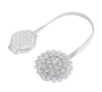 Magnetic Tiebacks for Curtains, Sparkling Crystal Flower Curtain Tiebacks, Adjustable Curtain Holdback Buckle Clips with Stretchable Wire Rope for Home, Office (Plata)
