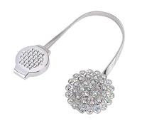 Magnetic Tiebacks for Curtains, Sparkling Crystal Flower Curtain Tiebacks, Adjustable Curtain Holdback Buckle Clips with Stretchable Wire Rope for Home, Office (Diamante AB de plata)