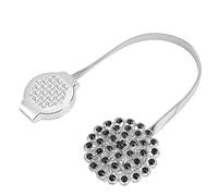 Magnetic Tiebacks for Curtains, Sparkling Crystal Flower Curtain Tiebacks, Adjustable Curtain Holdback Buckle Clips with Stretchable Wire Rope for Home, Office (Diamante negro plateado)