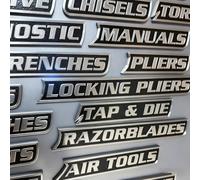 Magnetic Tool Box Labels, Durable 3D-Printed with Strong Magnet for Easy Tool Organization, Time-Saving Drawer Tags for Mechanics & DIYers - 12 Pack (Silver)