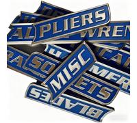 Magnetic Tool Box Labels, Durable 3D-Printed with Strong Magnet for Easy Tool Organization, Time-Saving Drawer Tags for Mechanics & DIYers - 12 Pack (Blue)