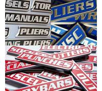 Magnetic Toolbox Drawer Labels, 12/24/36/48 Pack Soft Magnetic Tool Box Labels for Tool Organization, Reusable Tags for Steel Toolboxes, Carts, Drawers and Cabinets(3 Colors-b,12 Pack)