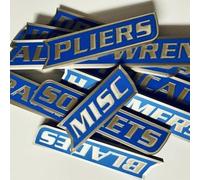 Magnetic Toolbox Drawer Labels, 12/24/36/48 Pack Soft Magnetic Tool Box Labels for Tool Organization, Reusable Tags for Steel Toolboxes, Carts, Drawers and Cabinets(Blue,12 Pack)