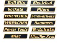 Magnetic Toolbox Labels, 12 Pack of Magnetic Tool Box Labels, Multipurpose Tool Boxs Tags, Reusable Magnet Tags for Garage Storage, Tool Chest, Carts, Drawers & Cabinets