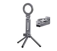 Magnetic Tripod, Aluminium Phone Tripod, Folding Smartphone Stand, Portable Rotating Holder Clip for Cellphone, Home, Gym, Workout, 9.84x2.36 Inches, Silver, Gray