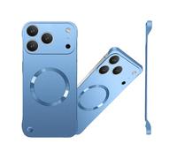 Magnetic Ultra Thin Frameless Matte Slim Case for iPhone 17 16 15 14 13 12 Series, Compatible with Magsafe, Full Camera Protection Phone Case for Women Men (Blue,for iPhone 13 Plus)