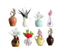 Magnetic Vase for Fridge, Small Resin Plant Vase, 8 Pieces Refrigerator Magnets, Cute Stickers, Funny Home Display Decorations Kitchen, Locker, Offices Use
