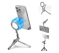 Magnético Bolsillo Teléfono Trípode Aluminio Mini Sobremesa Plegable Magnético Trípode Mano Compatible para iPhone 17/16/15/14/13/12 Plus Pro Max, Ligero Teléfono Trípodes Soporte Viaje