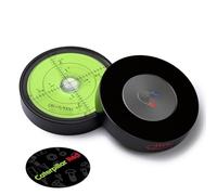magnético, Nivel de burbuja grande de metal, grados, circular, nivel de superficie - recubrimiento de metal, ojo de toro, redondo, 60mm diámetro, Verde/Negro