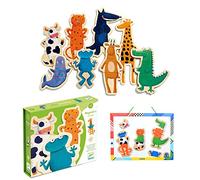 DJECO- Crazy Animal Mix & Match Wooden Magnets Tiere Calendarios de Adviento Imanes Y Juguetes, Multicolor, S (DJ03111)
